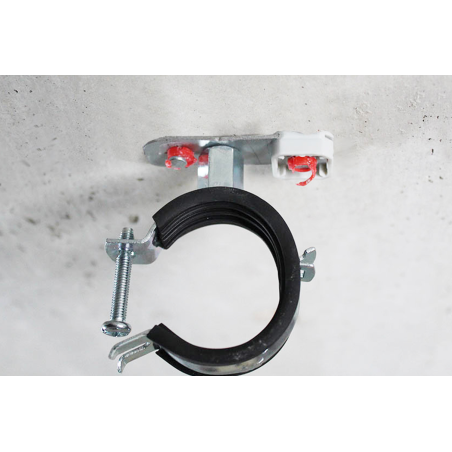 Application image of stud accessory ATR: ATR mounted on a concrete ceiling, fixinga a metal clamp on its metric thread
