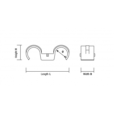 EN - Technical drawing of double conduit clip FPD