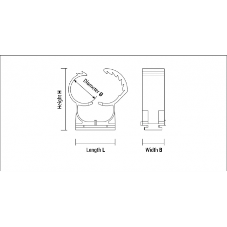 EN - Technical drawing of plastic clamp Abranyl® ABT