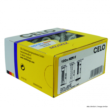 Packaging photo of box 810 multi-purpose plug MZK with collar without screw label side