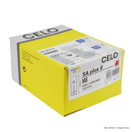 Packaging photo of box 828a drop-in anchor SA plus label side