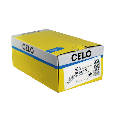 Packaging photo of box Metal stud accessory ATR M8x17 for nailer steel zinc plated label side