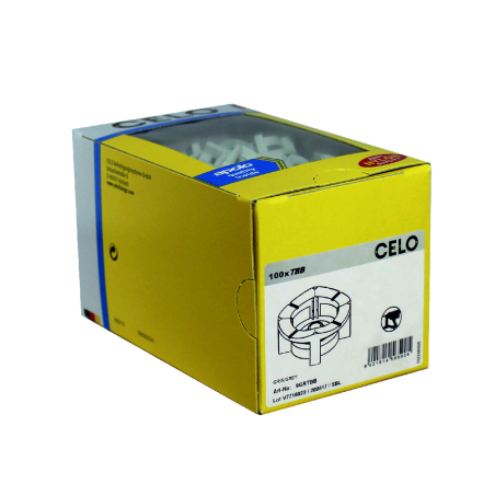 Packaging photo of box Plastic cable tiemount TBB for nailers, grey colour label side