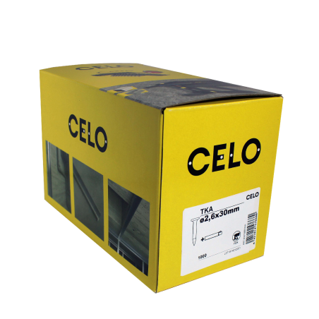 Packaging photo of box Steel nail TKA for FOX and AGII gas nailer length 30 mm label side