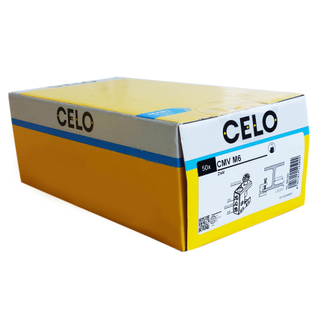 Packaging photo of box containing 50 pieces of CMV M6 ZnAl, side view Packaging photo of box containing 50 pieces of CMV M6 ZnAl, side view