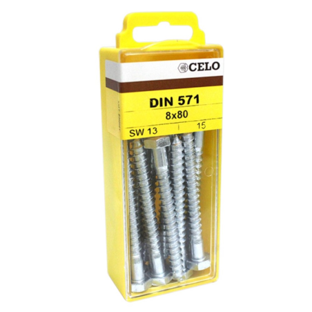 Blister wood screw hexagonal head DIN 571