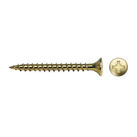 Blister chipboard screw VELOX® POZI F yellow zinc plated