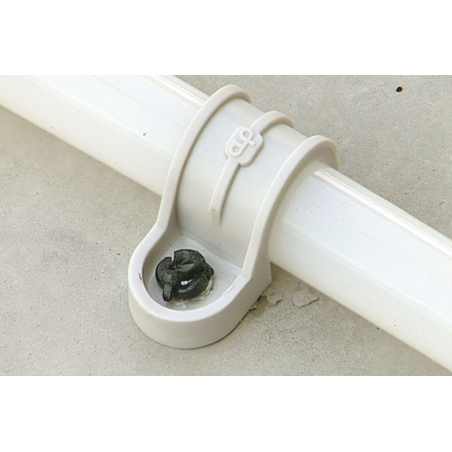 Application image of condiut clip FP: FP mounted on concrete with a gas nailer nail