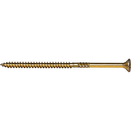 Product image of chipboard screw VELOX® SIT 8 partial thread, yellow zinc plated with external underhead miling ribs and shank cutter