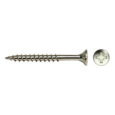 Product image of chipboard screw VELOX® Pozi partial thread blue zinc plated with internal underhead miling pockets