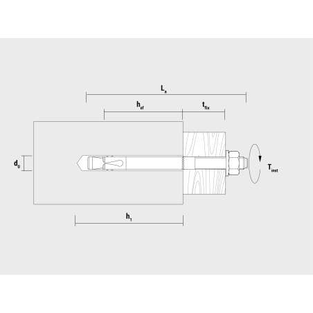 Technical drawing of bolt anchor BAP Technical drawing of bolt anchor BAP