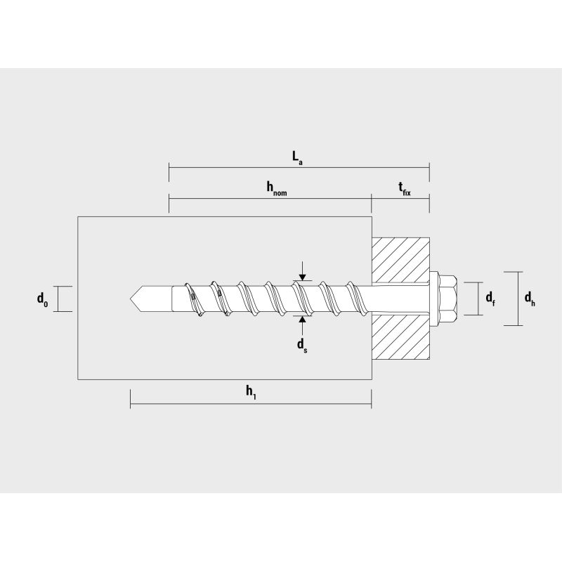 Concrete screw anchors with countersunk head BTS TX
