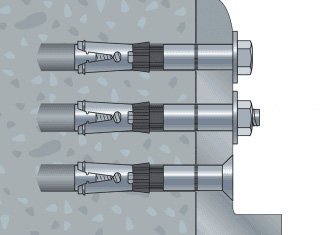 Sleeve anchors mounted in concrede 