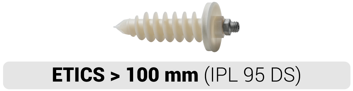 Taco de nylon IPL 95DS para fijación directa sobre aislamiento SATE de CELO
