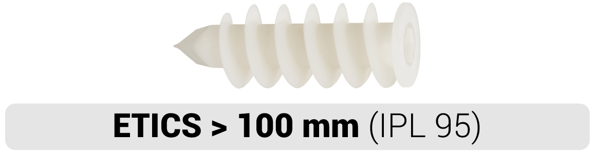 Taco de nylon IPL 95 para fijación directa sobre aislamiento SATE de CELO