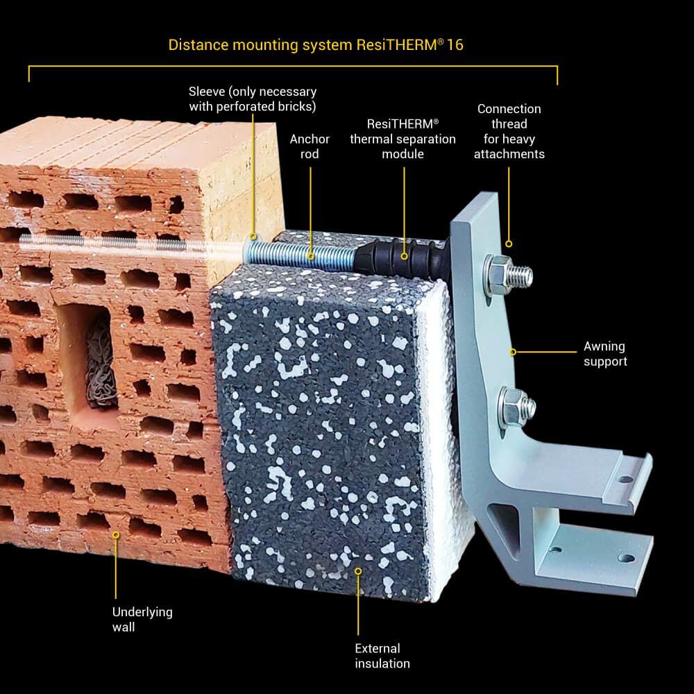Graphic of the ResiTHERM® which has been installed into hollow brick