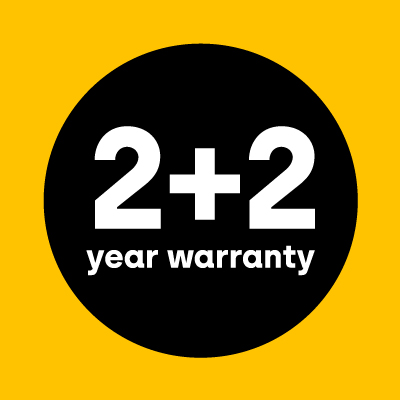 Registration and warranty logo for the FORCE ONE gas nailer. Register online and get 2 years extra warranty